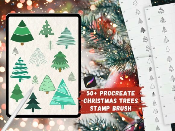 Download Procreate Christmas Tree Stamps Brushes - Premium Resources