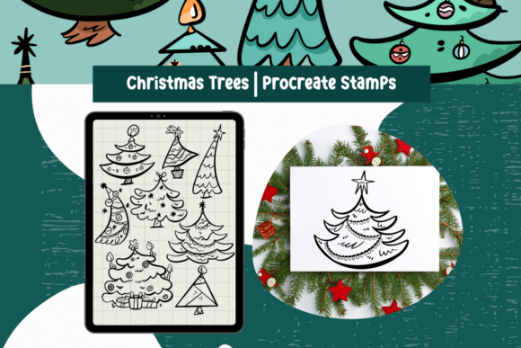 Download Procreate Stamps Christmas Trees - Premium Resources